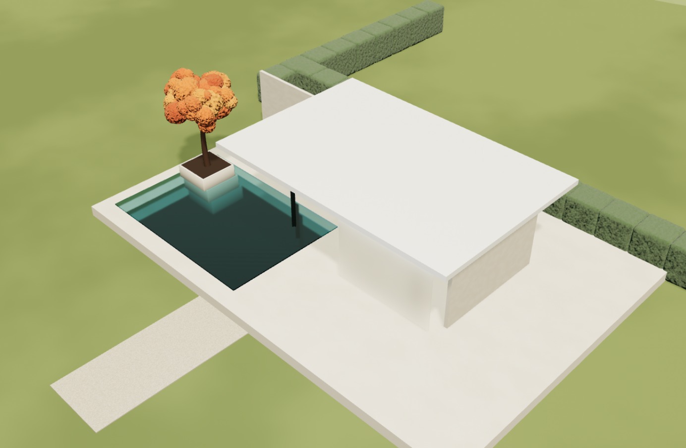 Pavilion maquette · Aerial camera